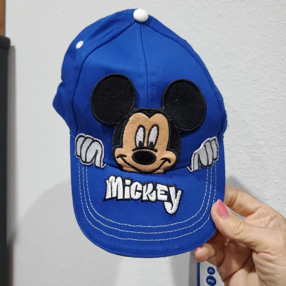 Disney Mickey Mouse Peek A Boo Ears Adjustable Hat Cap One Size Boys Girls Blue